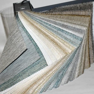 FABRIC SAMPLE BOOK Blue Beige Cream Neutrals SILKEN TEXTURES 75pcs LOT Drapery - Picture 1 of 21