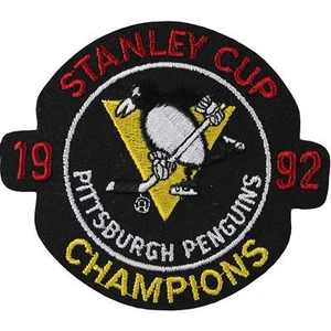 1992 NHL STANLEY Cup Final Champions Logo Pittsburgh Penguins Badge Jersey - Picture 1 of 2