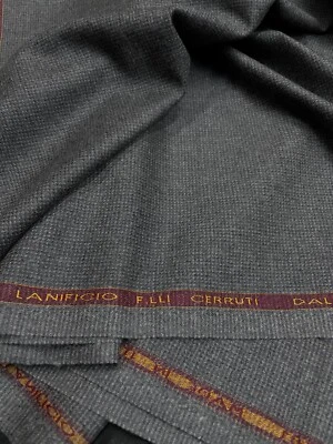 Grey Cashmere Wool Flannel Suiting Fabric CERRUTI Birdseye woven in ITALY 3.45m - Image 1 of 4