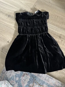Crew Cuts J Crew Girls Black Velvet Pleated Zip Up Dress Special Occasion 6 - Picture 1 of 6
