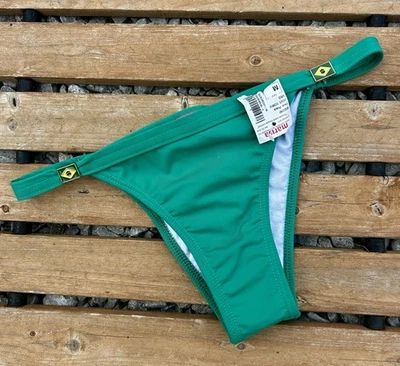 Women's Marisa String Bikini Swim Bottoms Emerald Green With Gold Size Medium - Image 1 of 4