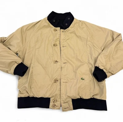 Vintage Lacoste Reversible Bomber Jacket Men’s XL Khaki Tan/Blue 90’s Classic - Image 1 of 4