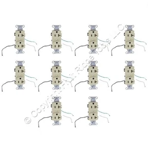 10 Hubbell Ivory COMMERCIAL Duplex Receptacles Wire Leads 5-20R 20A 125V CR20IP1 - Picture 1 of 6
