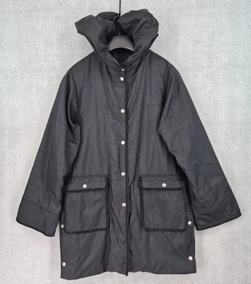 Bisang Alpine Switzerland Coat Mens XS Black Hooded Side Snap Faux Fur Lined - Image 1 of 4