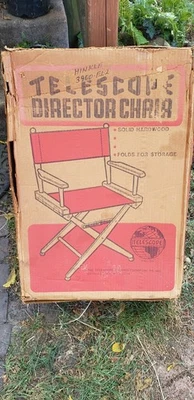 Vintage Telescope Directors Chair White Frame Yellow Seat - Image 1 of 4