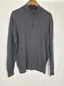 UNTUCKit Quarter Zip Sweater 100% Extra Fine Merino Wool Men’s XXL Gray - Picture 1 of 4