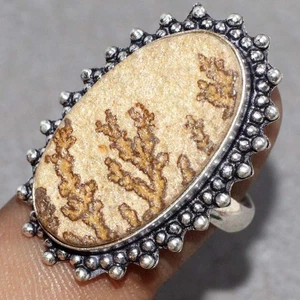 Psilomelane Dendritic 925 Silver Plated Gemstone Handmade Ring US 9 AU U936 - Bild 1 von 3