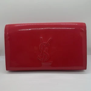 YSL | Saint Laurent Red Patent Leather Belle De Jour Large Clutch Bag - Picture 1 of 14