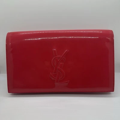 YSL | Saint Laurent Red Patent Leather Belle De Jour Large Clutch Bag - Image 1 of 4