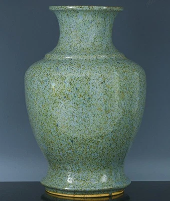 JARRÓN ESMALTADO INUSUAL ANTIGUO CHINO PETIRROJOS MOTEADOS HUEVO AZUL LLAMA DINASTÍA QING Foto 1 de 4