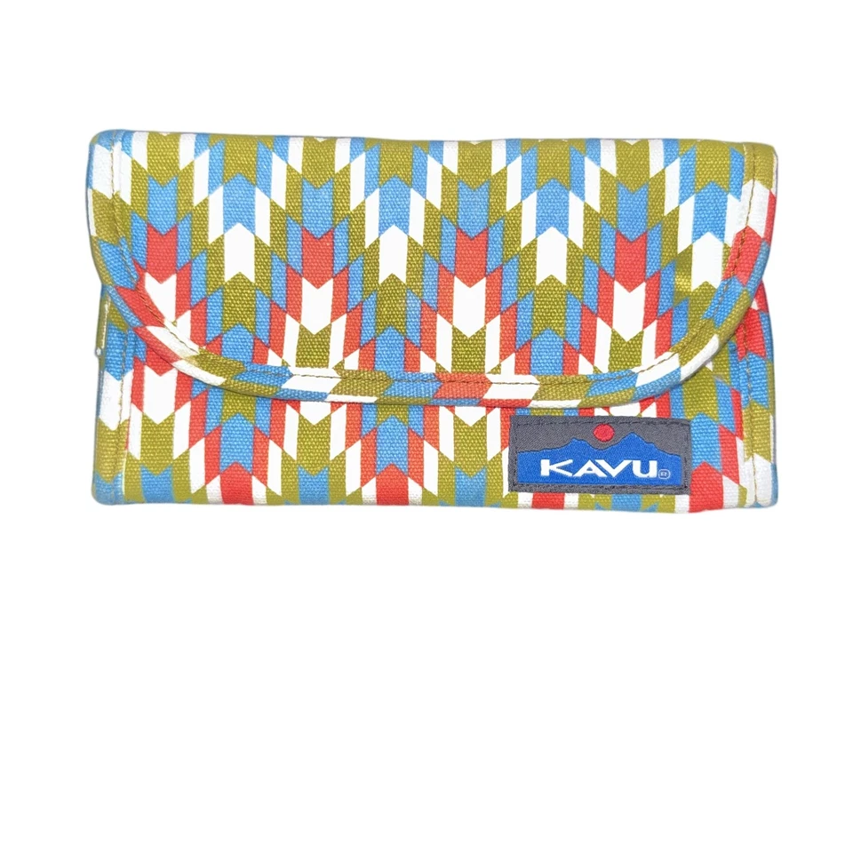 KAVU Wallet Womens Multicolor Big Spender Snap Closure Geometric Chevron Pattern - Image 1 of 4