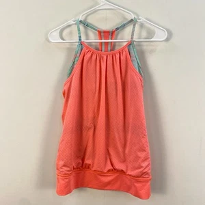 Ivivva By Lululemon Girls 12 Tank Sleeveless Built In Bra Stretch Pink Blue X75 - Picture 1 of 8