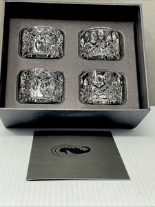 4 servilleteros redondos Waterford Cristal Lismore ~ EN CAJA ORIGINAL - Imagen 1 de 8