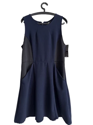 Nuevo con etiquetas Vestido Mossimo Para Mujer XXL Azul y Negro Sin Mangas Bolsillos Elástico Oficina Foto 1 de 4
