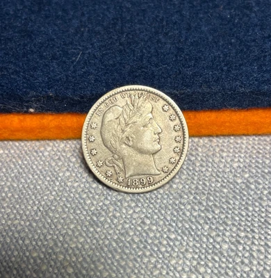 (#101906) Barber Quarter: 1899.     VF!     Great detail. - Image 1 of 2