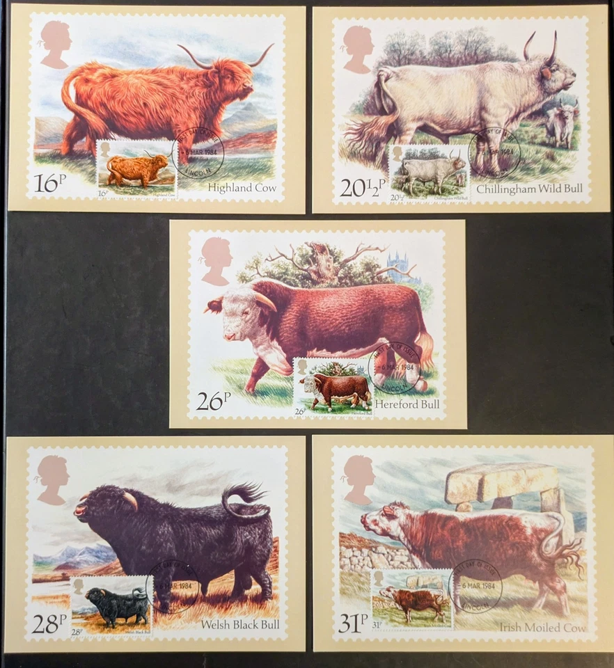 GB 1984 Fine used Post Office British Cattle Phq's #73 Sg 1240/44 Cv£6.5  - Image 1 of 1
