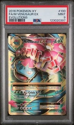 2016 Pokemon XY Evolutions Mega Venusaur EX Full Art PSA 9 Mint English 100/108 - Image 1 of 2