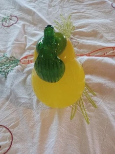 Pera gialla stile Murano ๐ gambo verde frutta vintage vetro soffiato a mano MCM art - Foto 1 di 7