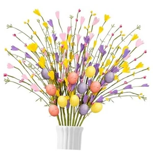 15PCS Easter Decorations Egg Picks - Spring Artificial Floral Stems Decor - Picture 1 of 8