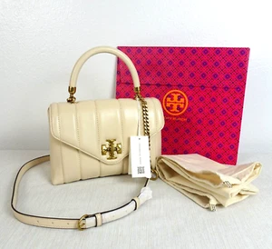 TORY BURCH Kira Leather Bag Crossbody Top Handle Satchel BRIE Purse NWT $648 - Picture 1 of 12