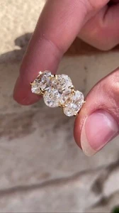 3-Stone Ring 2 Ct Oval Cut IGI Certified Lab Grown Diamond Solid 14k Yellow Gold - Picture 1 of 24