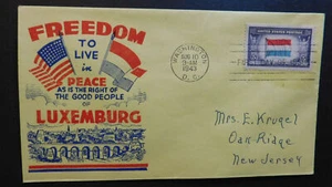 1943 Occupied Nations First Day Cover FDC Luxemburg Washington DC Oak Ridge NJ - Picture 1 of 2