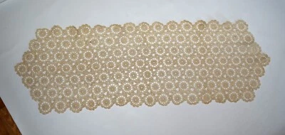 Vtg 60s Lace Table Runner Ivory 13 x 38" Crochet Style Carmen Livingroom Bedroom - Image 1 of 3