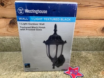 Westinghouse 66826 Textured Blk Finish/Frosted Glass Wall Lantern 15" H x 6-1/2" - Image 1 of 3