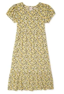 Girls Church or School Sz Small 6 / 6X Yellow Floral Maxi Dress WONDER NATION - Picture 1 of 2