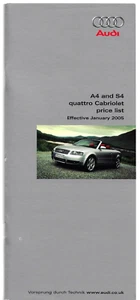 Audi A4 & S4 Cabriolet Specifications 2005 UK Market Brochure Convertible - Picture 1 of 2