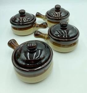 4 NIB OS French Onion Chili Bean Crocks Pots Bowls w Handles and Lids - Picture 1 of 7