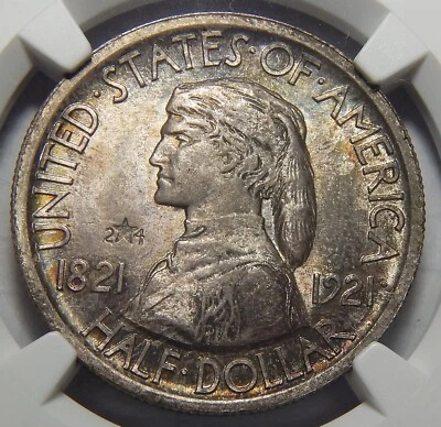 1921 NGC MS66 2X4 MISSOURI HALF DOLLAR SILVER COMMEMORATIVE - Image 1 of 4