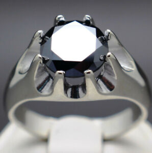 3.65cts 9.92mm Men's REAL Black Diamond Enhanced Ring $2855 Apparised Value ‘