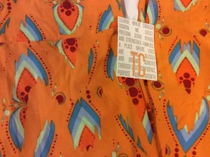 Lularoe TC Tall Curvy Leggings Bright Orange Blue Arrows Aztec Pants New 12-18 - Picture 1 of 7