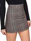 Floerns Womens Plaid High Waist Bodycon Mini Skirt Grey Orange Size Medium