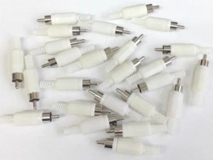 (15) Audiokabel WEISS RCA Phono Lötstecker Stecker Kunststoffgriff Adapter - Bild 1 von 1