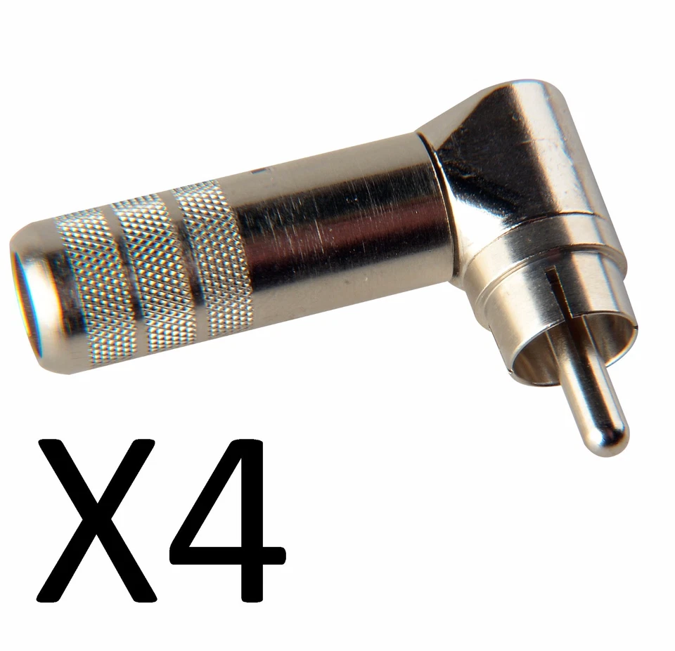 (4 Pack) Switchcraft 3502RA Right Angle 90° Nickel Phono RCA Plugs, Solder Term - Image 1 of 3