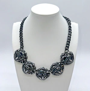 Banana Republic Domed Hematite Bling Statement Necklace 17 to 19” Chunky Chain - Picture 1 of 15