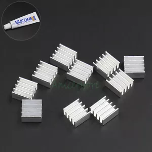 10pcs 11x11x5mm Mini Aluminium Fin For IC LED Chipset RAM w/Heatsink Plaster - Picture 1 of 1