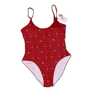 Traje de baño clásico de una pieza Fin & Vince para mujer cachemira Trail rojo llama grande nuevo con etiquetas - Imagen 1 de 9