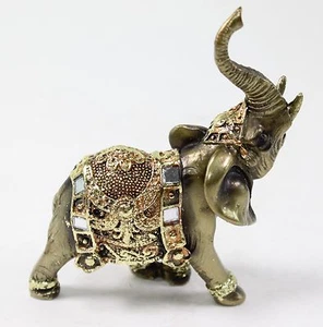 Feng Shui Bronze Elephant Trunk Statue Wealth Lucky Figurine Gift Home Decor - Picture 1 of 3
