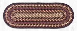 Braided Jute Oval Table Runner. Earth Rugs. BURGUNDY, BROWN, TAN. 13" X 36" - Picture 1 of 1