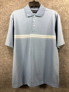 PURITAN Polo Shirt Mens Size M 38/40 Blue Short Sleeve Stripe Collard Button - Picture 1 of 9