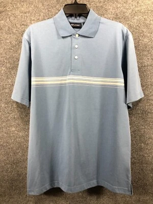 PURITAN Polo Shirt Mens Size M 38/40 Blue Short Sleeve Stripe Collard Button - Image 1 of 4