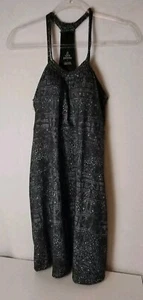 PrAna Knit Athletic Dress Size Lg Stretch Charcoal/White Built-in Bra Racerback - Picture 1 of 8