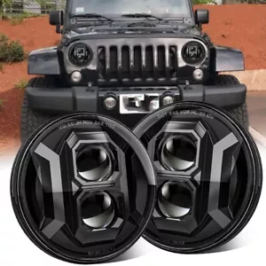 Newest Pair 7" Round LED Headlights Hi/Lo Beam H4 For Jeep Wrangler JK TJ CJ LJ - Picture 1 of 12