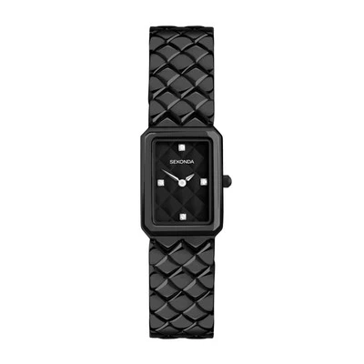 Relógio Sekonda Feminino Lunar 20mm Preto Padrão Colcha Modelo 40627 RRP £79.99 - Imagem 1 de 4