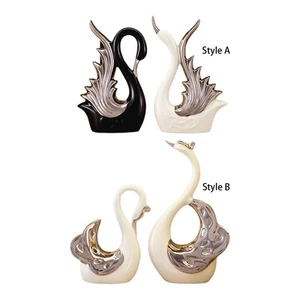 2Pcs Swan Figurines Statues Tabletop Ornament for Fireplace - Picture 1 of 12