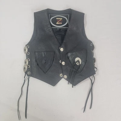 Zoov Inc? Черный кожаный жилет для мальчика размер XS нашивка Harley Davidson - Изображение 1 из 4