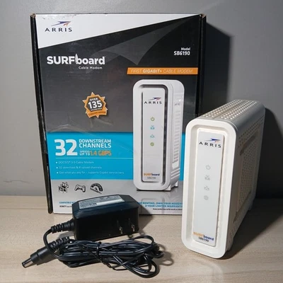 ARRIS SURFboard SB6190 DOCSIS 3.0 32 x 8 Gigabit Cable Modem White - Image 1 of 4